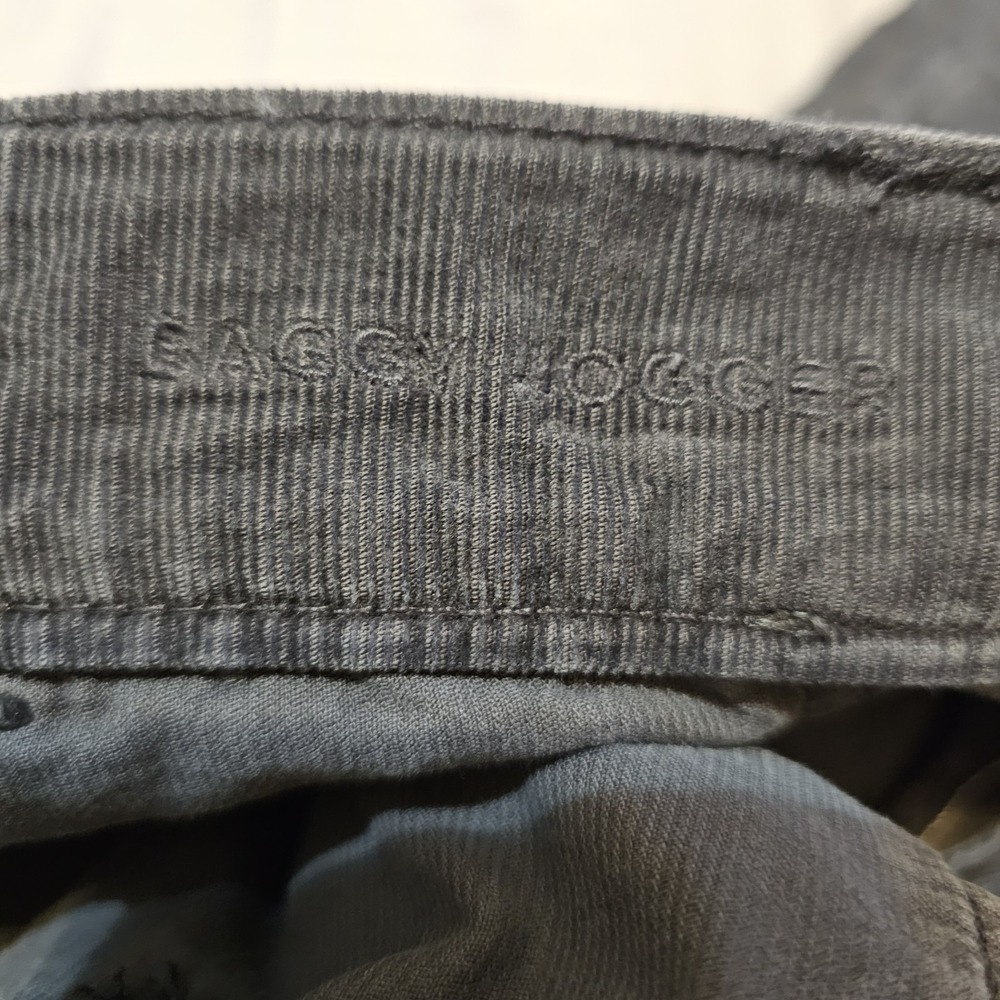 American Eagle Super High Rise Baggy Jogger Pants Womens 18 Gray Corduroy Cargo - Picture 5 of 5